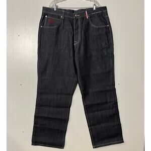 Eight 732 Stream Club Embroidered 100% Cotton Baggy Black Jean Pants Men’s 42x34